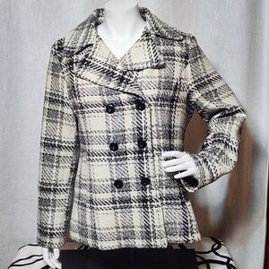 Sebby Collection Plaid Double-Breasted Women's Jacket Large Old Money Chic